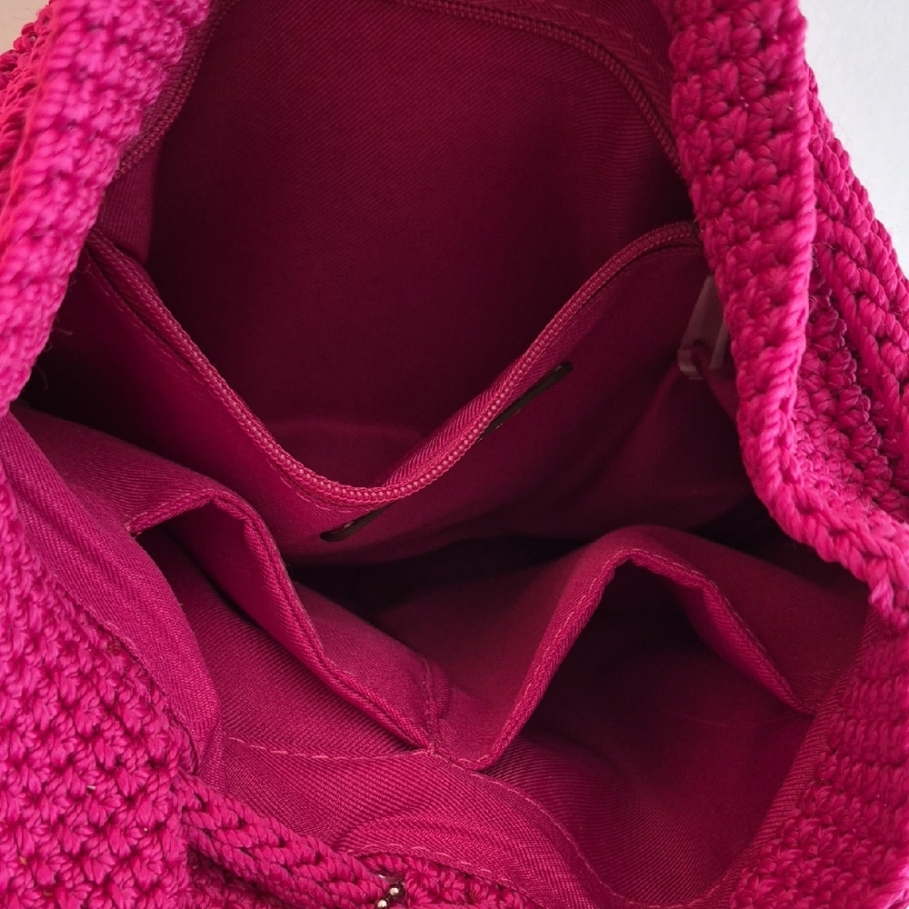 The Sak Raspberry Crochet Drawstring Shoulder Bag - Picture 5 of 6